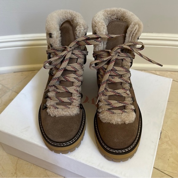 See by Chloe Eileen Shearling Hiking Boots - Size 6 US / 36 EU - Taupe - Picture 3 of 8